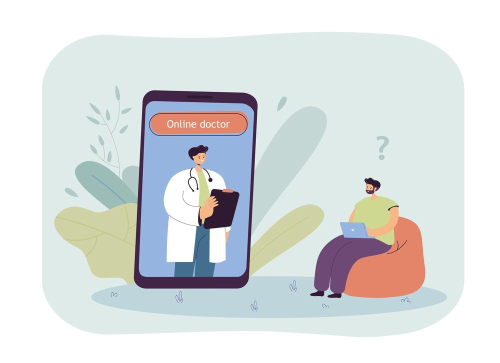 man-sitting-home-having-online-consultation-with-doctor-patient-having-video-call-with-physician-through-phone-during-pandemic-flat-illustration_74855-18426
