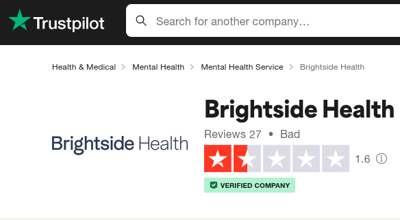brightside health trustpilot
